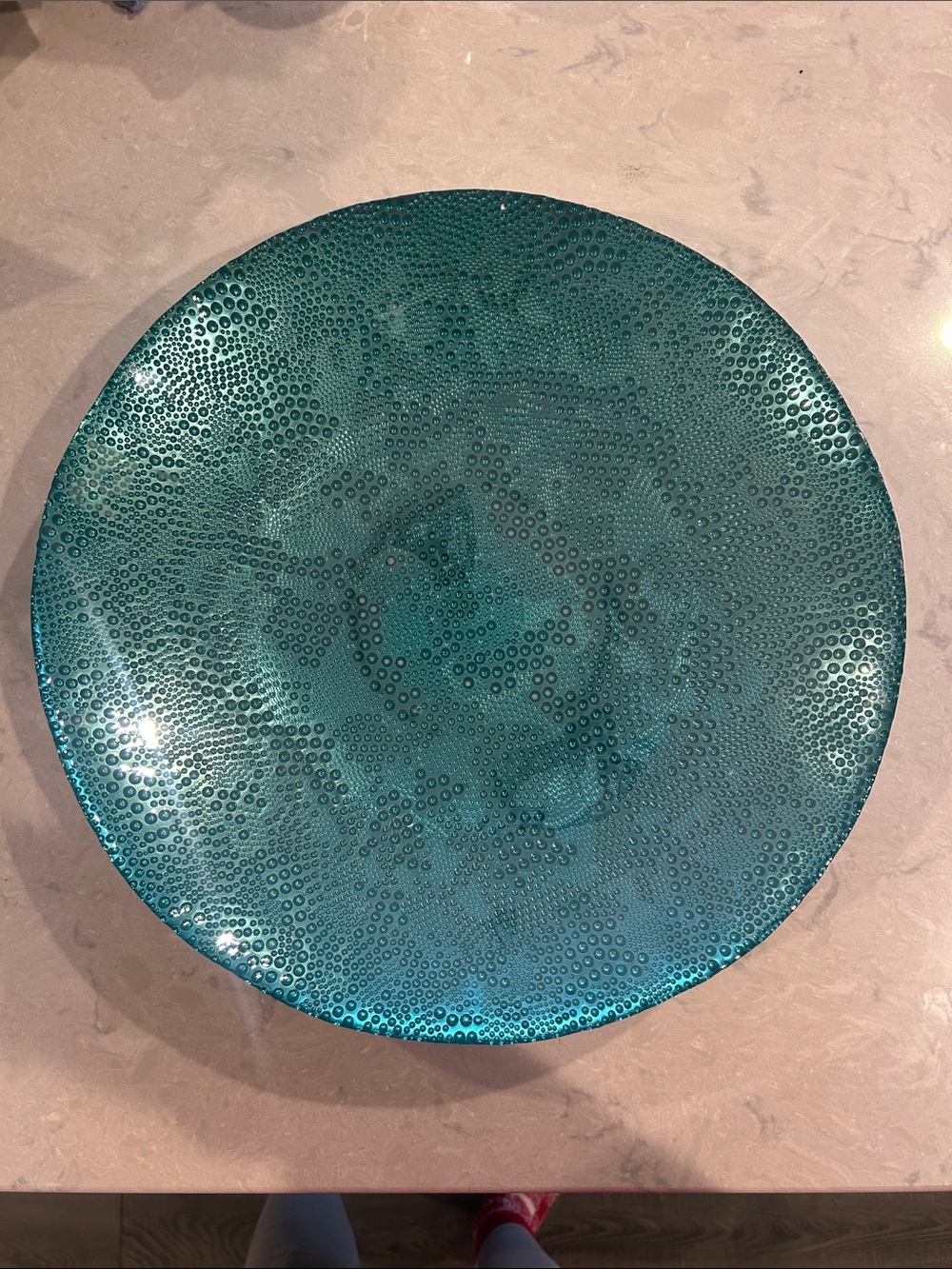 Textured Glass Decorative Plate in Teal—16 in diameter
